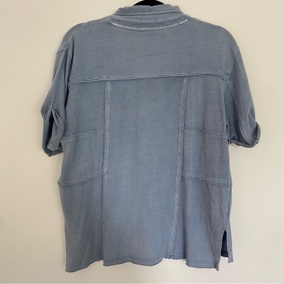 Free People Sky Blue Short Sleeve Henley Tee - Picture 3 of 5